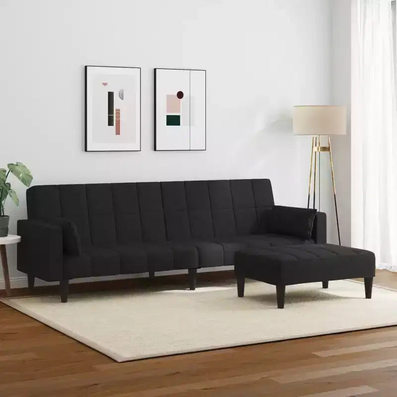 2-Seater Sofa Bed with Footstool Furniture Home Living Room Fabric