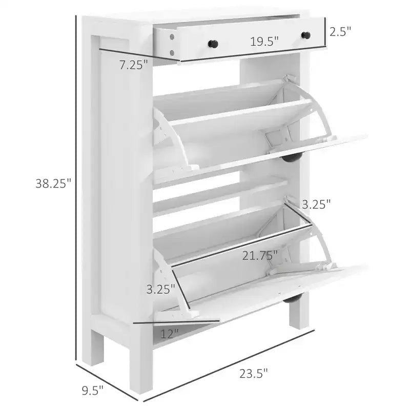 Shoe Storage Cabinet with 2 Flip Drawers for 8 Pairs of Shoes