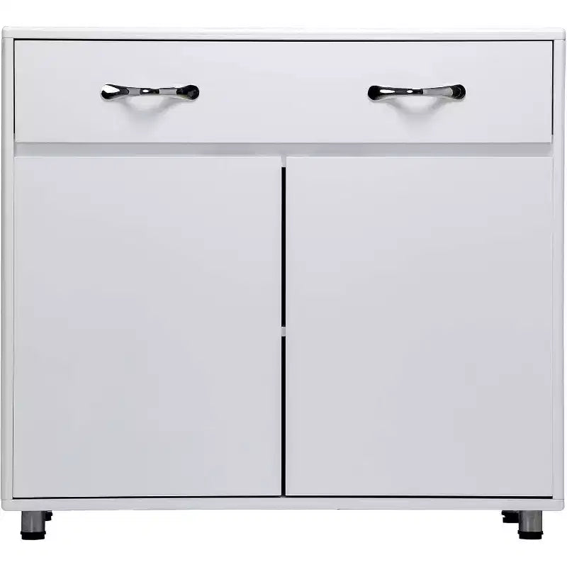 83.6 White MDF Storage Console Table, Entryway Sideboard Buffet with 6 Drawers, 2 Side Cabinets, and 2 Doors for Living or Dining Room, Rectangular