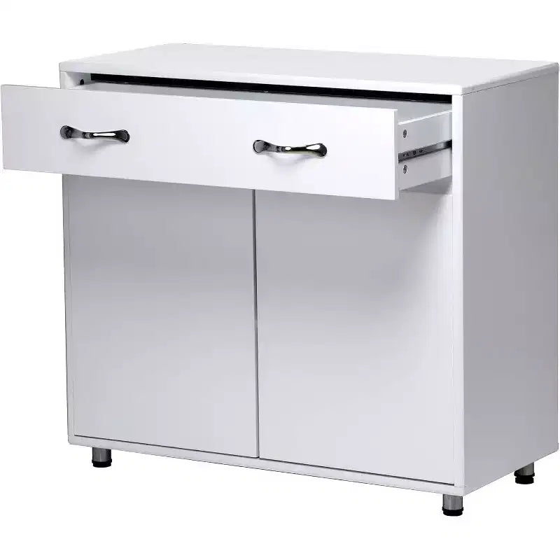 83.6 White MDF Storage Console Table, Entryway Sideboard Buffet with 6 Drawers, 2 Side Cabinets, and 2 Doors for Living or Dining Room, Rectangular