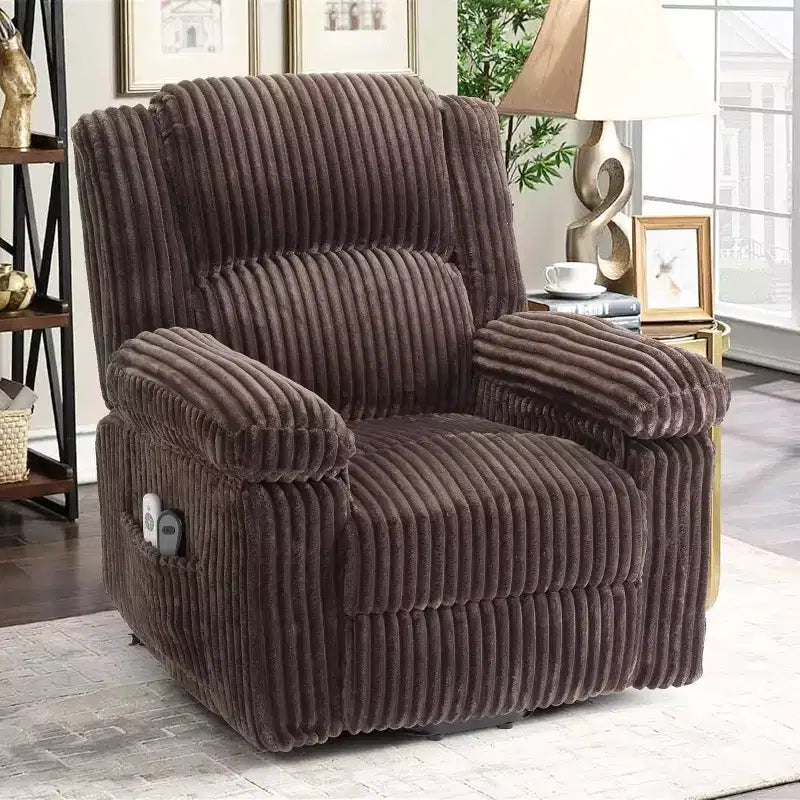 Power Lift Recliner Chair with Heat and Massage, Plush Corduroy Upholstery, Electric Reclining Lift Chair for Elderly, Living Room