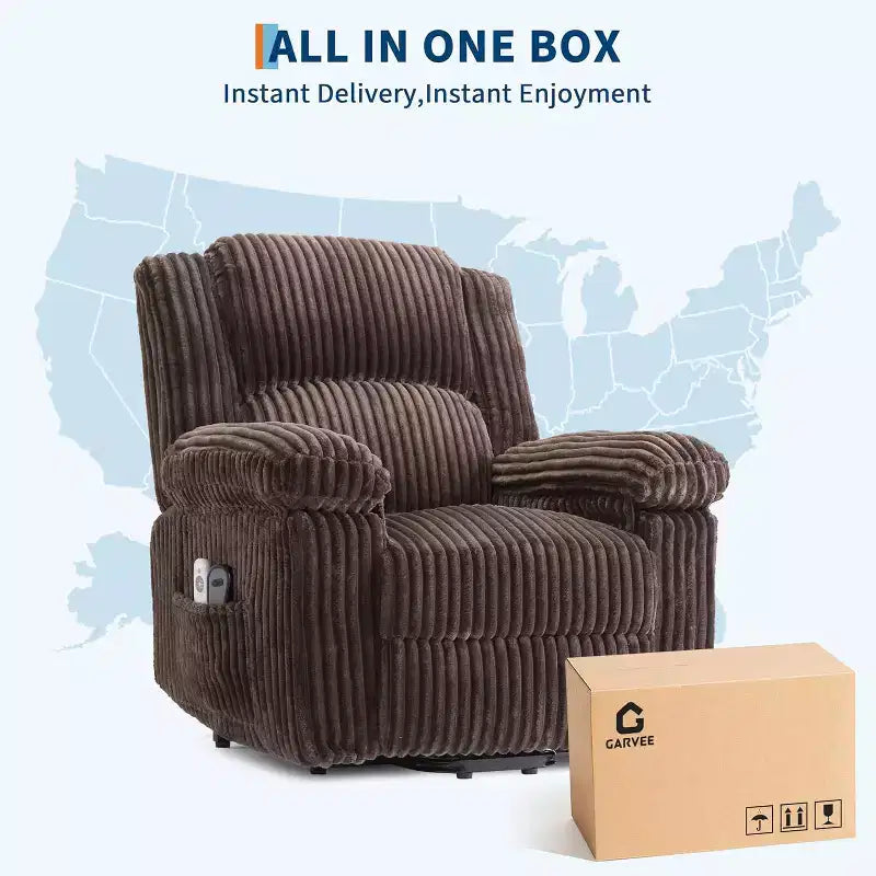 Power Lift Recliner Chair with Heat and Massage, Plush Corduroy Upholstery, Electric Reclining Lift Chair for Elderly, Living Room