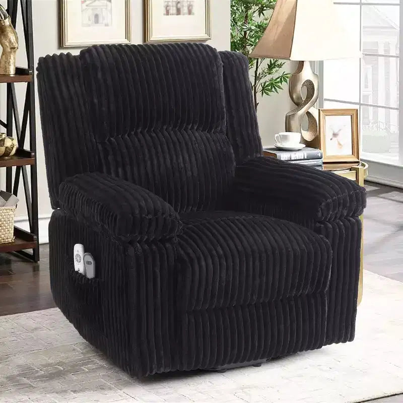 Power Lift Recliner Chair with Heat and Massage, Plush Corduroy Upholstery, Electric Reclining Lift Chair for Elderly, Living Room