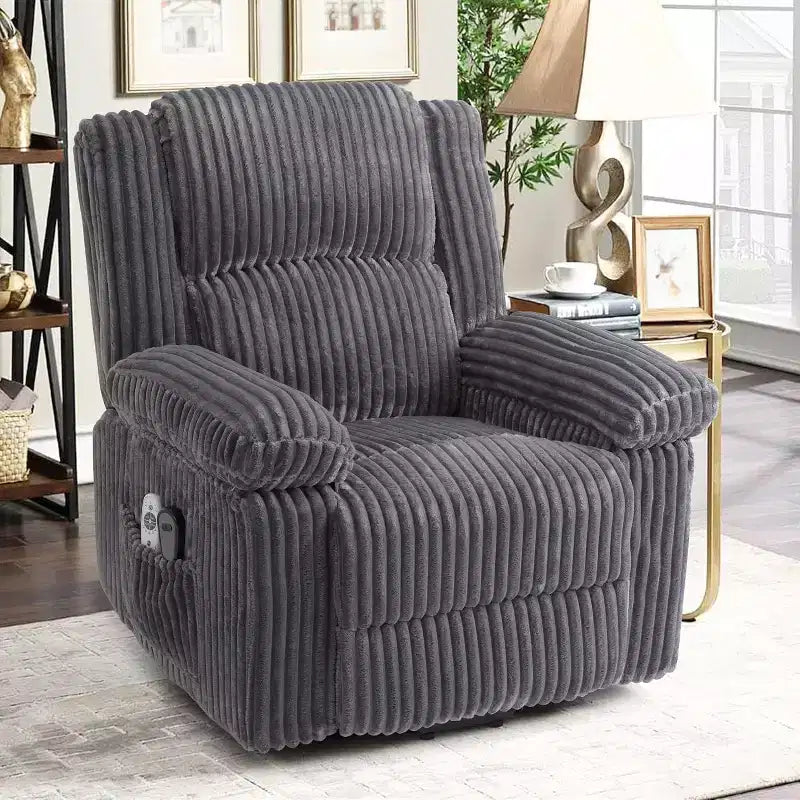 Power Lift Recliner Chair with Heat and Massage, Plush Corduroy Upholstery, Electric Reclining Lift Chair for Elderly, Living Room
