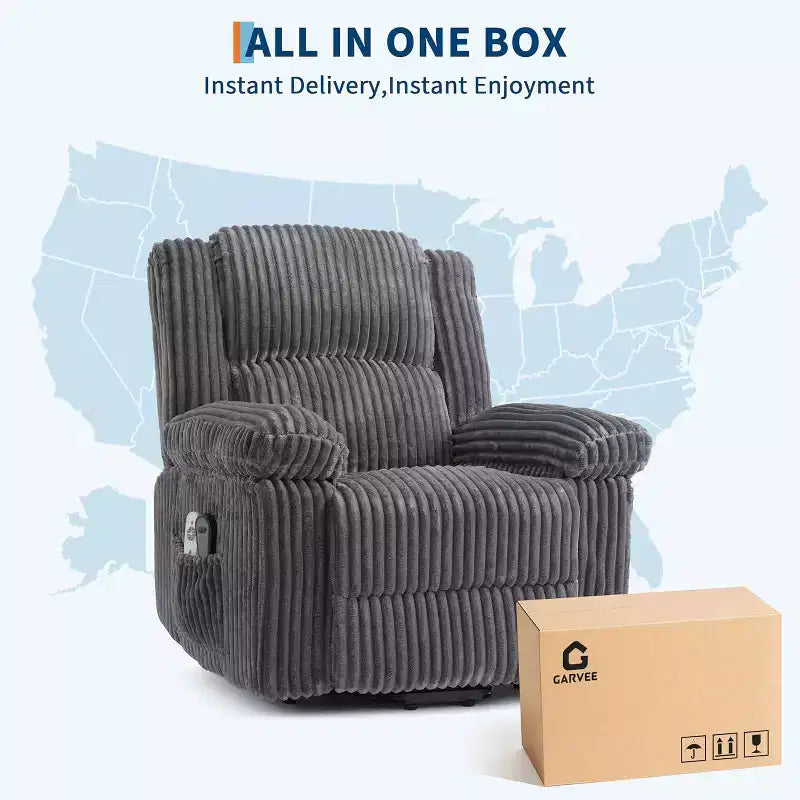 Power Lift Recliner Chair with Heat and Massage, Plush Corduroy Upholstery, Electric Reclining Lift Chair for Elderly, Living Room