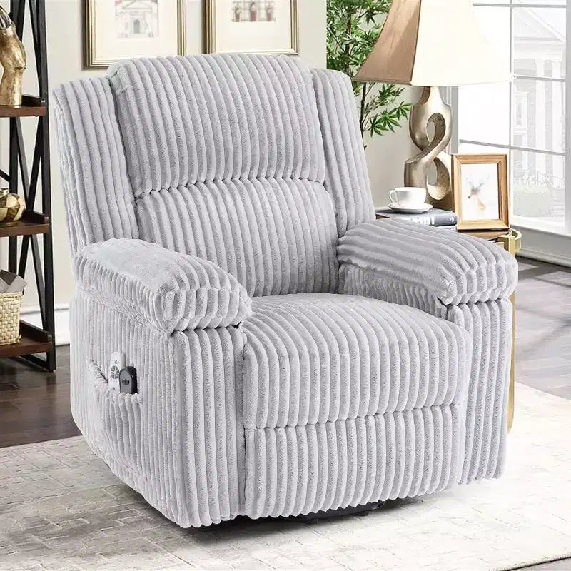 Power Lift Recliner Chair with Heat and Massage, Plush Corduroy Upholstery, Electric Reclining Lift Chair for Elderly, Living Room
