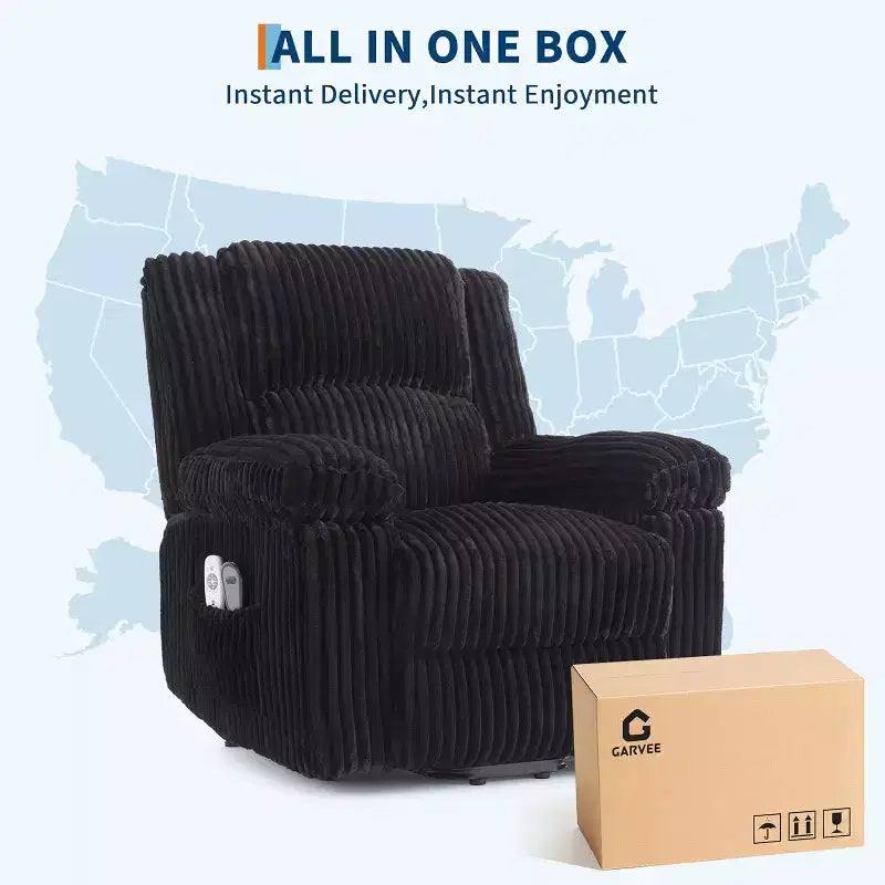 Power Lift Recliner Chair with Heat and Massage, Plush Corduroy Upholstery, Electric Reclining Lift Chair for Elderly, Living Room