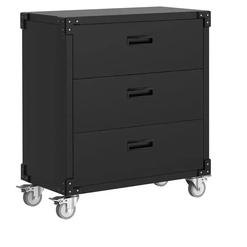 Heavy-Duty 3-Drawer Mobile Tool Cabinet, Metal Garage Storage on Locking Wheels for Workshop, Garage Storage Cabinet, Warehouse & Basement, Office