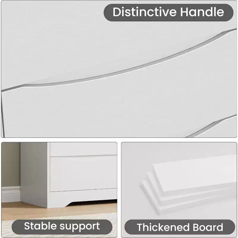 Wooden Dresser with 6 Drawers, Tall Modern Closet with Deep Storage, Large Chest of Drawers with Wide Top, Long Storage Dresser for Bedroom