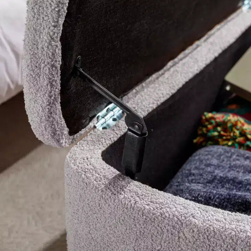 Banc ottoman de rangement moderne avec pieds en métal doré, banc d'entrée en fausse fourrure avec siège rembourré, banc de bout de lit pour le salon