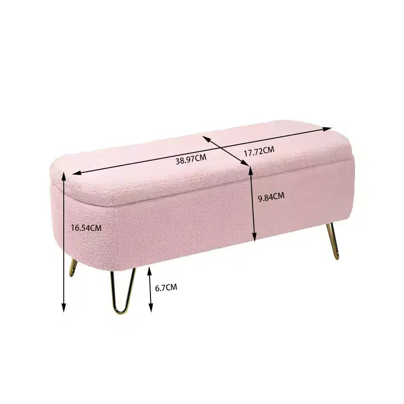 Banc ottoman de rangement moderne avec pieds en métal doré, banc d'entrée en fausse fourrure avec siège rembourré, banc de bout de lit pour le salon