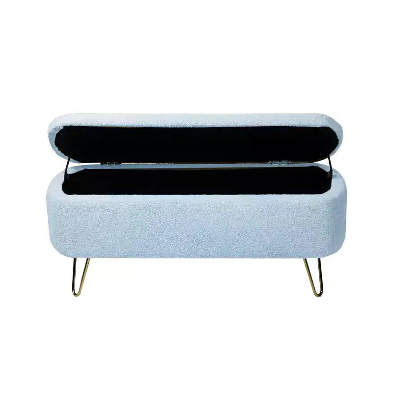 Banc ottoman de rangement moderne avec pieds en métal doré, banc d'entrée en fausse fourrure avec siège rembourré, banc de bout de lit pour le salon