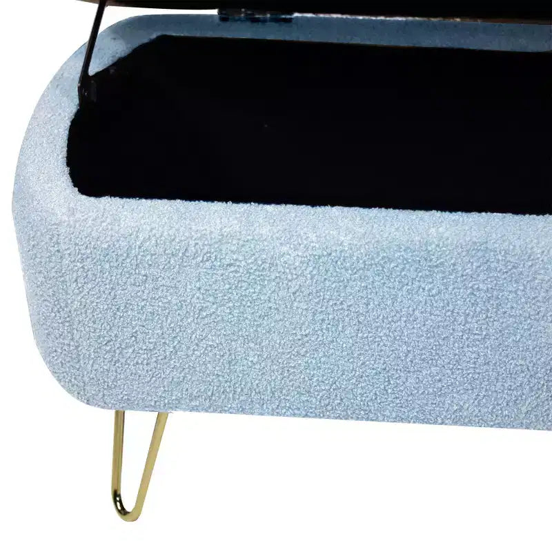 Banc ottoman de rangement moderne avec pieds en métal doré, banc d'entrée en fausse fourrure avec siège rembourré, banc de bout de lit pour le salon