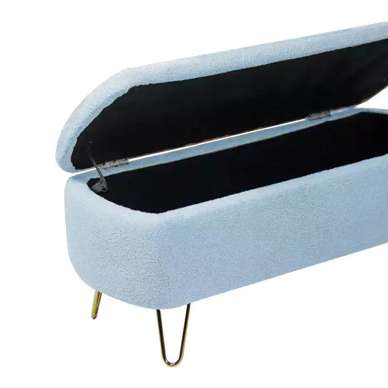 Banc ottoman de rangement moderne avec pieds en métal doré, banc d'entrée en fausse fourrure avec siège rembourré, banc de bout de lit pour le salon