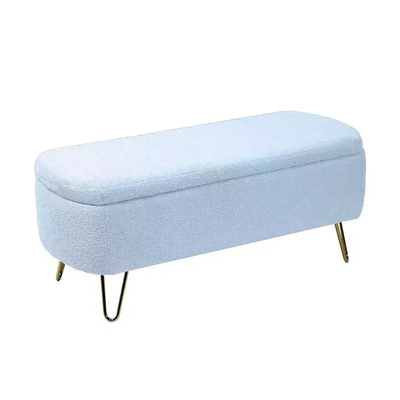 Banc ottoman de rangement moderne avec pieds en métal doré, banc d'entrée en fausse fourrure avec siège rembourré, banc de bout de lit pour le salon