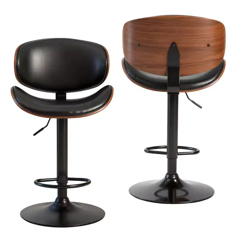 JIONJOY Swivel Bar Stools Set of 2 - Adjustable Counter Height Chairs with Backrest & Footrest, PU Leather, Modern Industrial