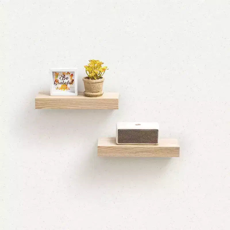 11.8 Maple Floating Shelf C invisible-bracket wood wall mount, perfect bathroom/bedroom/kitchen dcor or book/plant display, easy install.