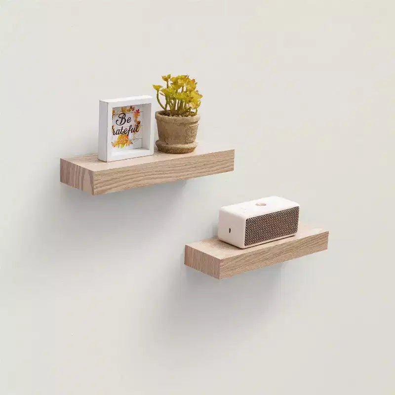 11.8 Maple Floating Shelf C invisible-bracket wood wall mount, perfect bathroom/bedroom/kitchen dcor or book/plant display, easy install.