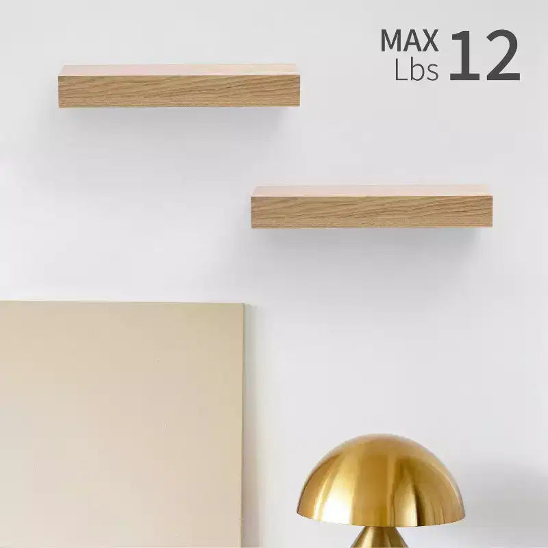 11.8 Maple Floating Shelf C invisible-bracket wood wall mount, perfect bathroom/bedroom/kitchen dcor or book/plant display, easy install.