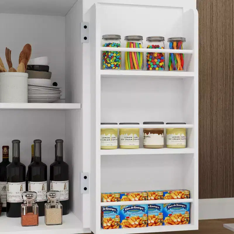 Îlot de cuisine roulant avec plateau en bois d'hévéa, îlot de cuisine à roulettes avec tiroir, étagères réglables, porte-serviettes et porte-épices pour cuisine, salle à manger