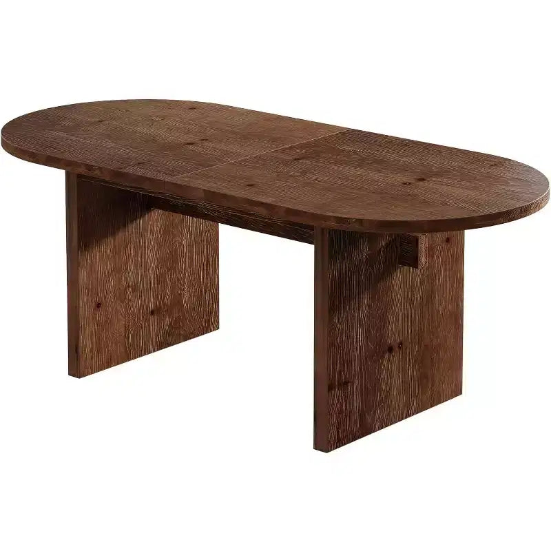 Lantine 63-Inch Oval Solid Wood Dining Table, Farmhouse Kitchen Dinner Table for 4-6 with Double Pedestal for Dining Room