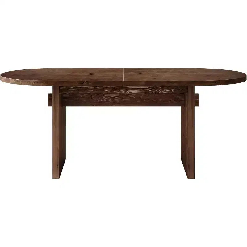 Table à manger ovale en bois massif de 63 pouces, table de salle à manger de style ferme pour 4-6 personnes avec double piédestal pour la salle à manger