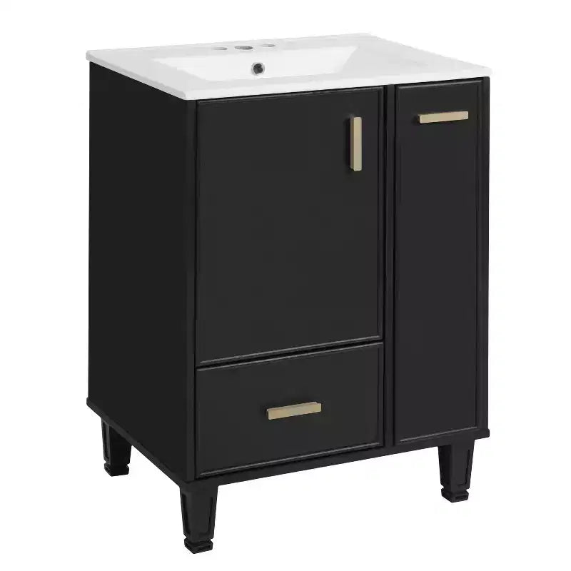 24 Small Bathroom Vanity with Sink, Bathroom storage Cabinet with Drawers and Door Shelf, Single Sink Bathroom Vanity