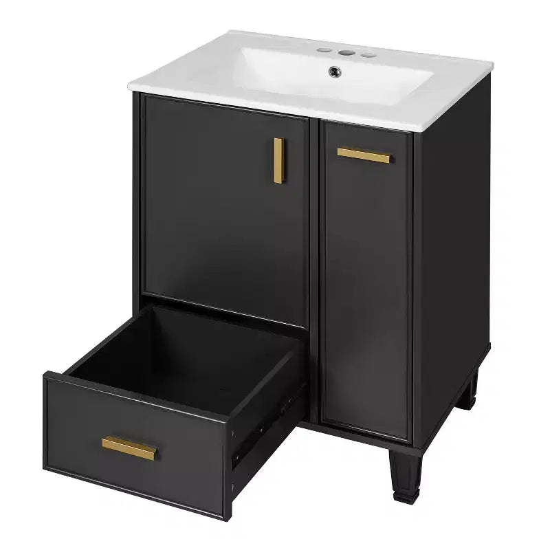 24 Small Bathroom Vanity with Sink, Bathroom storage Cabinet with Drawers and Door Shelf, Single Sink Bathroom Vanity
