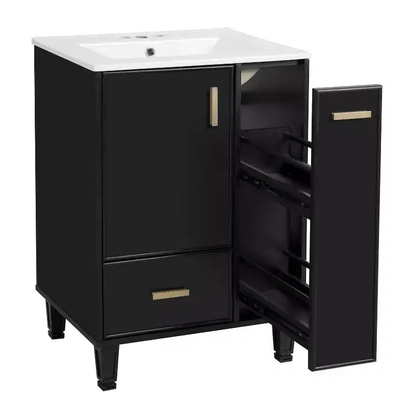 24 Small Bathroom Vanity with Sink, Bathroom storage Cabinet with Drawers and Door Shelf, Single Sink Bathroom Vanity