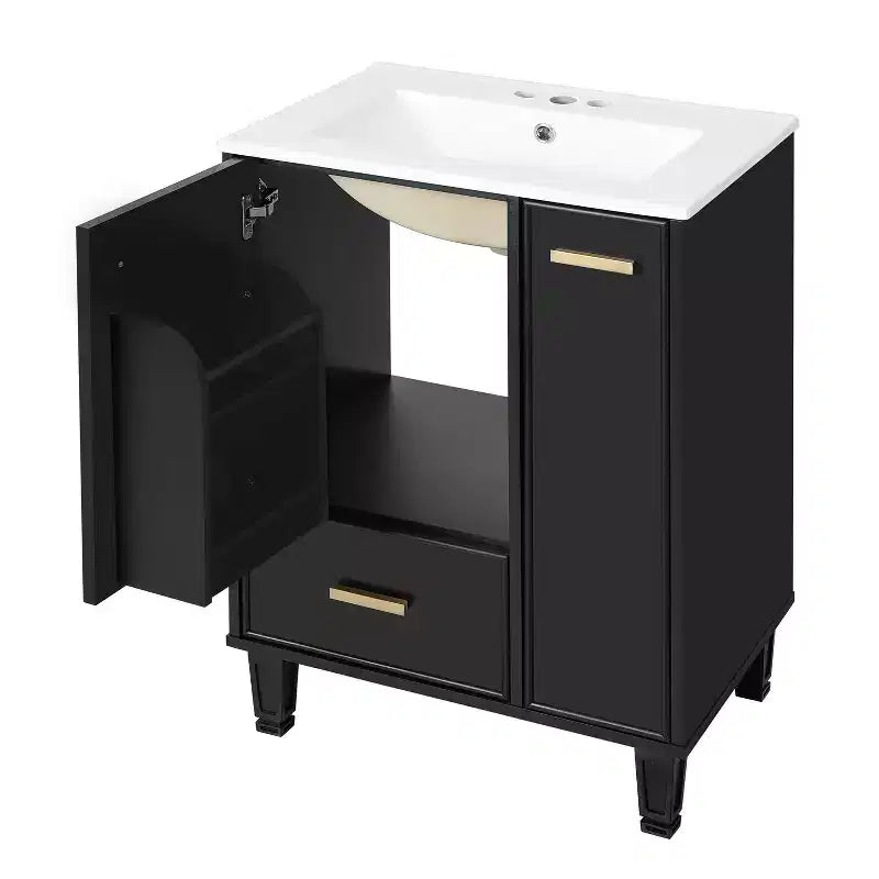 24 Small Bathroom Vanity with Sink, Bathroom storage Cabinet with Drawers and Door Shelf, Single Sink Bathroom Vanity