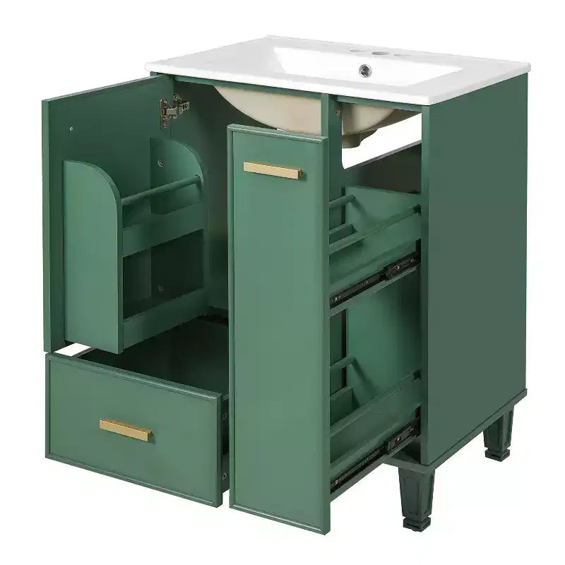24 Small Bathroom Vanity with Sink, Bathroom storage Cabinet with Drawers and Door Shelf, Single Sink Bathroom Vanity