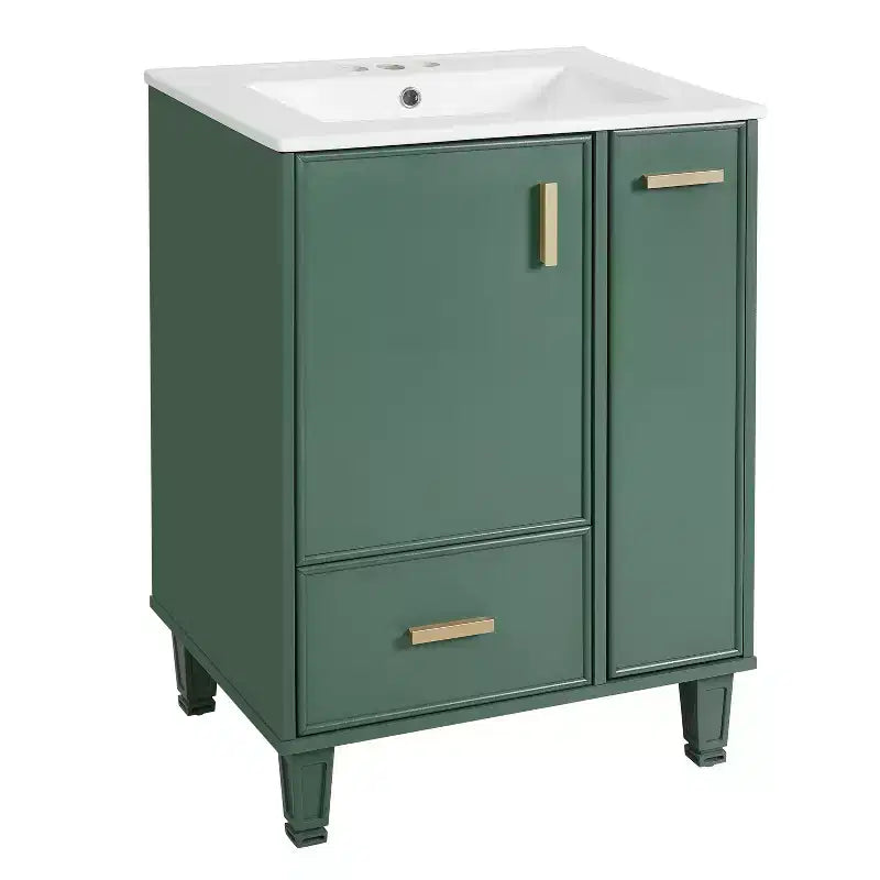 24 Small Bathroom Vanity with Sink, Bathroom storage Cabinet with Drawers and Door Shelf, Single Sink Bathroom Vanity