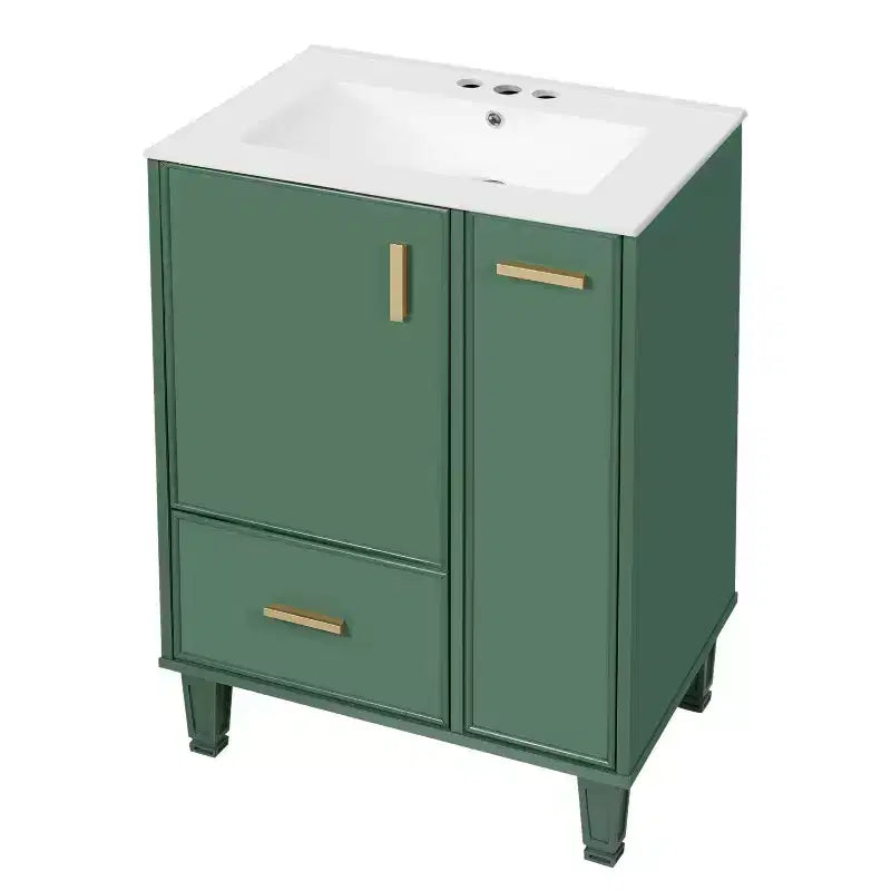24 Small Bathroom Vanity with Sink, Bathroom storage Cabinet with Drawers and Door Shelf, Single Sink Bathroom Vanity