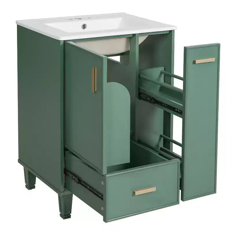 24 Small Bathroom Vanity with Sink, Bathroom storage Cabinet with Drawers and Door Shelf, Single Sink Bathroom Vanity