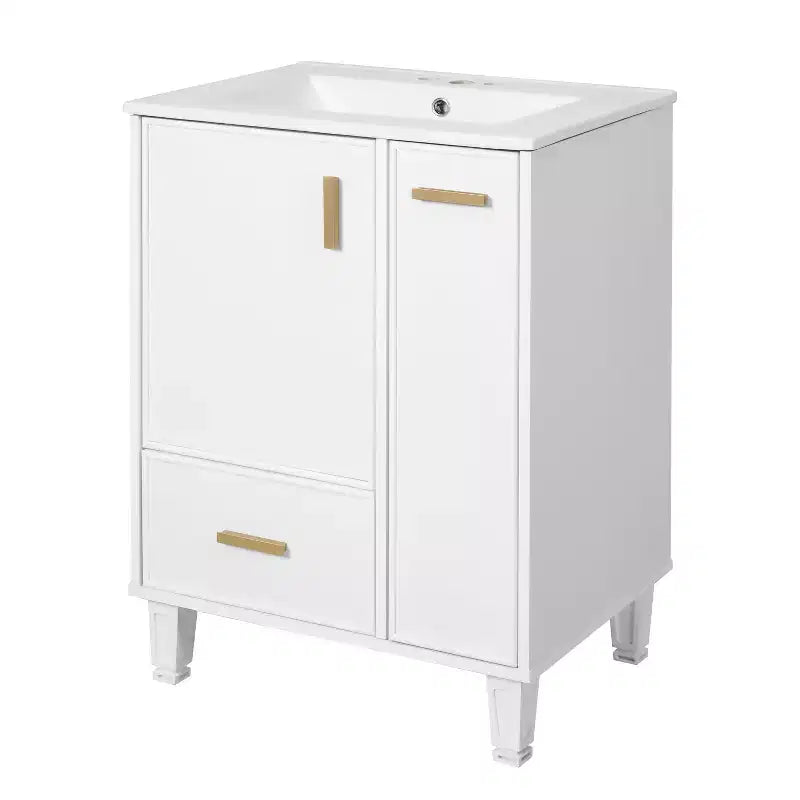 24 Small Bathroom Vanity with Sink, Bathroom storage Cabinet with Drawers and Door Shelf, Single Sink Bathroom Vanity