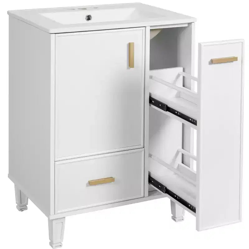 24 Small Bathroom Vanity with Sink, Bathroom storage Cabinet with Drawers and Door Shelf, Single Sink Bathroom Vanity