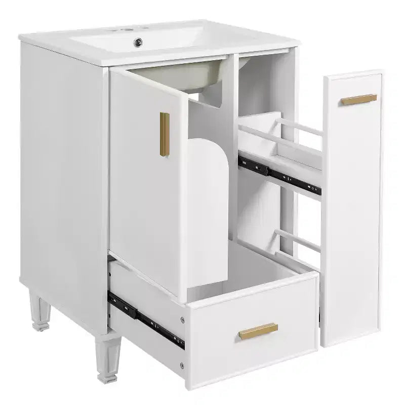 24 Small Bathroom Vanity with Sink, Bathroom storage Cabinet with Drawers and Door Shelf, Single Sink Bathroom Vanity