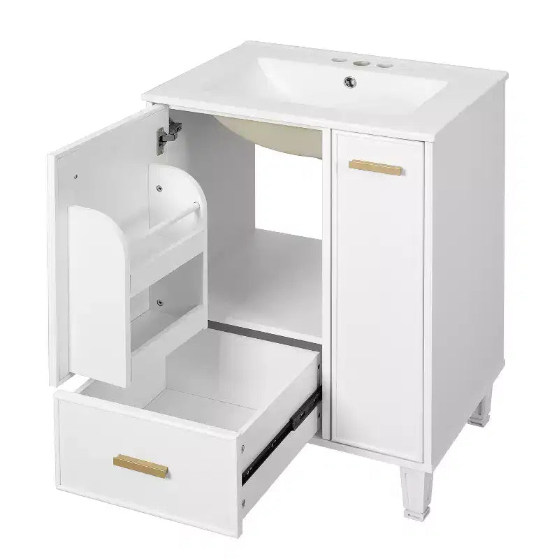 24 Small Bathroom Vanity with Sink, Bathroom storage Cabinet with Drawers and Door Shelf, Single Sink Bathroom Vanity