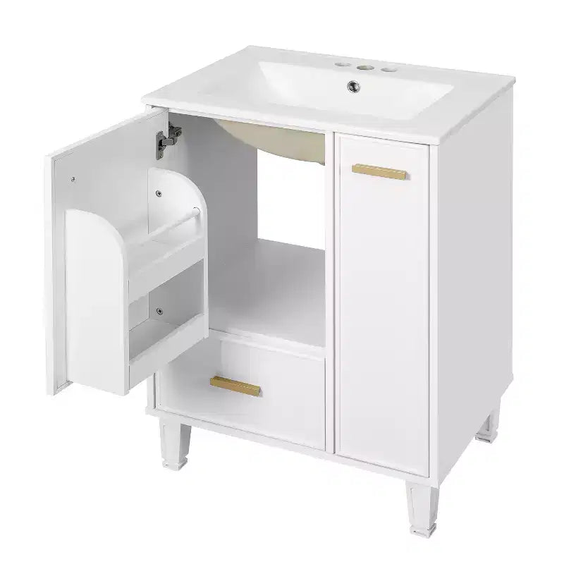 24 Small Bathroom Vanity with Sink, Bathroom storage Cabinet with Drawers and Door Shelf, Single Sink Bathroom Vanity