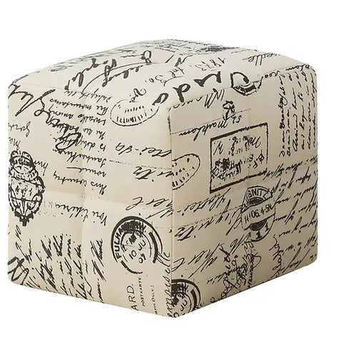 TUYOHW 12 Text Print Pouf Set of 2,Beige Accent Footrest Ottoman for Living Room & Bedroom,Kids Ottoman with High Density Foam Padding,Ready to Use