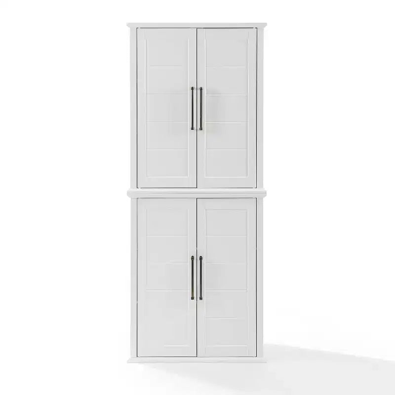 Garde-manger haut Bartlett avec 2 garde-manger empilables blancs : style ferme moderne, 4 portes, 6 étagères
