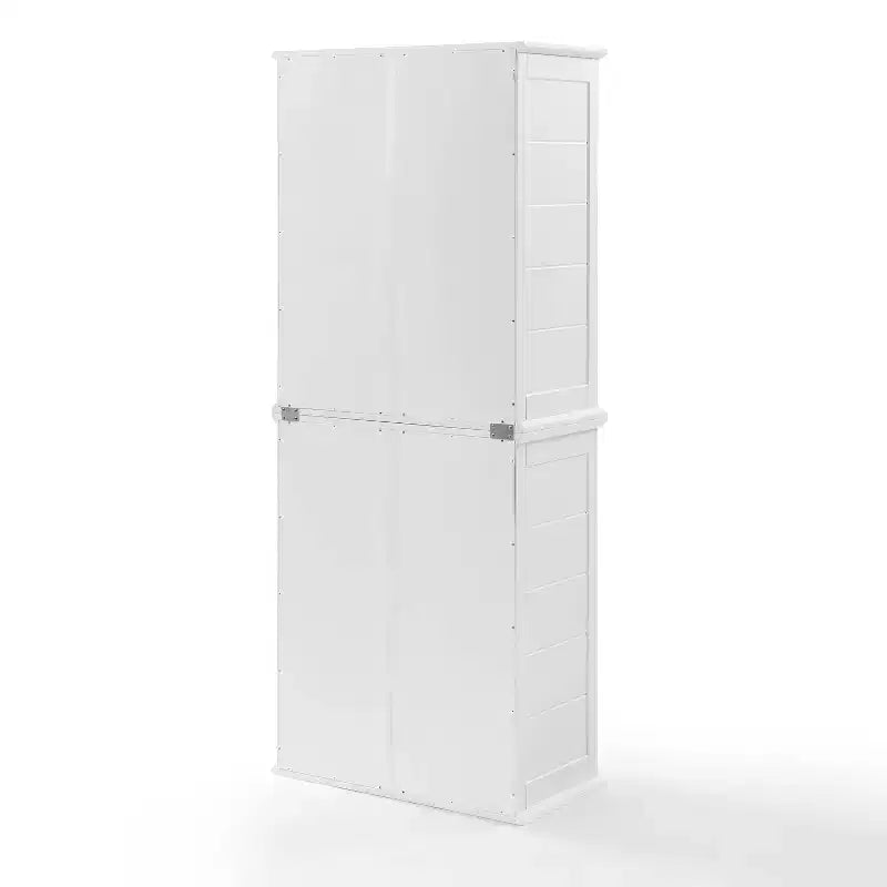 Garde-manger haut Bartlett avec 2 garde-manger empilables blancs : style ferme moderne, 4 portes, 6 étagères
