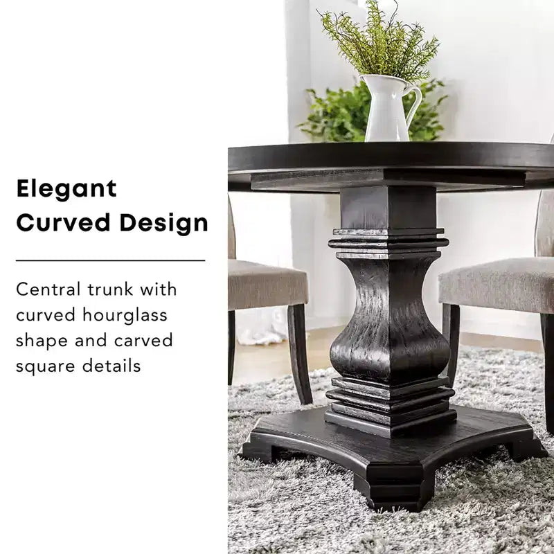 48" Villa Rustic Round Dining Table Antique Black