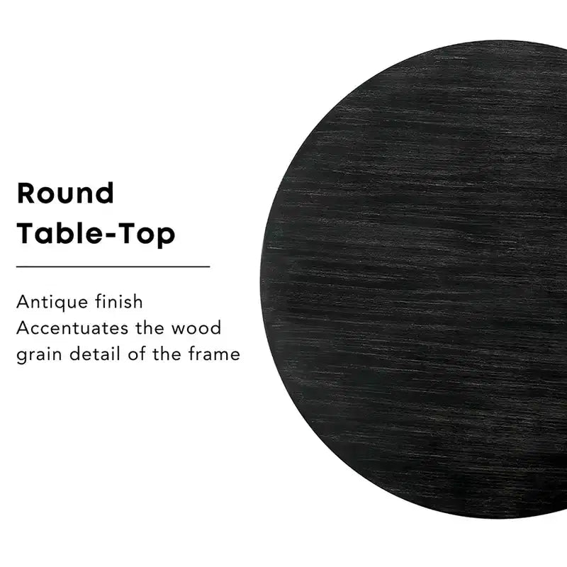 48" Villa Rustic Round Dining Table Antique Black