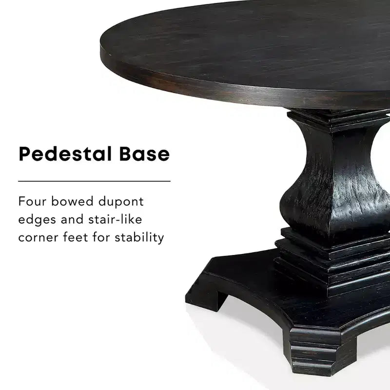 48" Villa Rustic Round Dining Table Antique Black