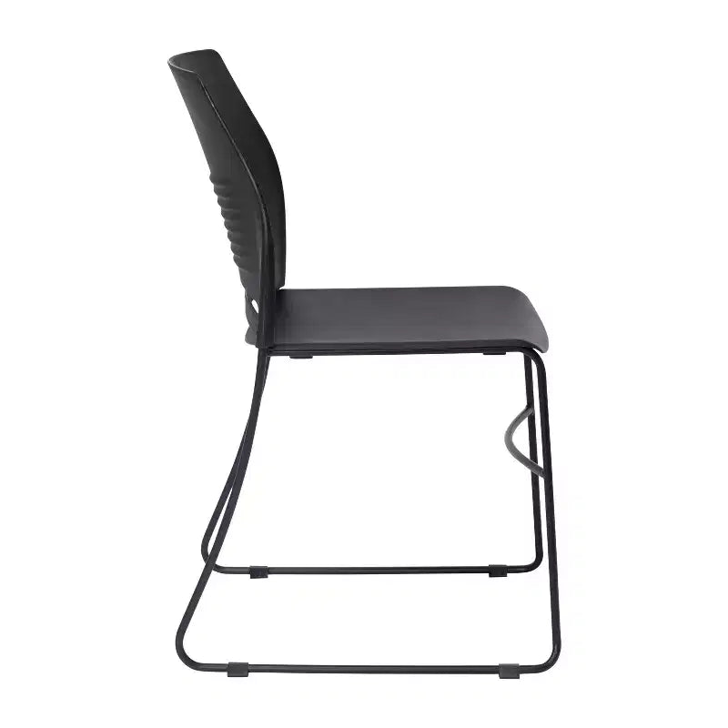 Série HERCULES Lot de 5 chaises empilables en plastique de qualité commerciale, capacité 300 kg, avec piètement luge en acier thermolaqué et poignée de transport intégrée
