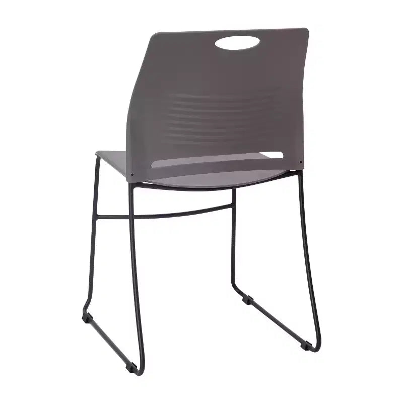 Série HERCULES Lot de 5 chaises empilables en plastique de qualité commerciale, capacité 300 kg, avec piètement luge en acier thermolaqué et poignée de transport intégrée