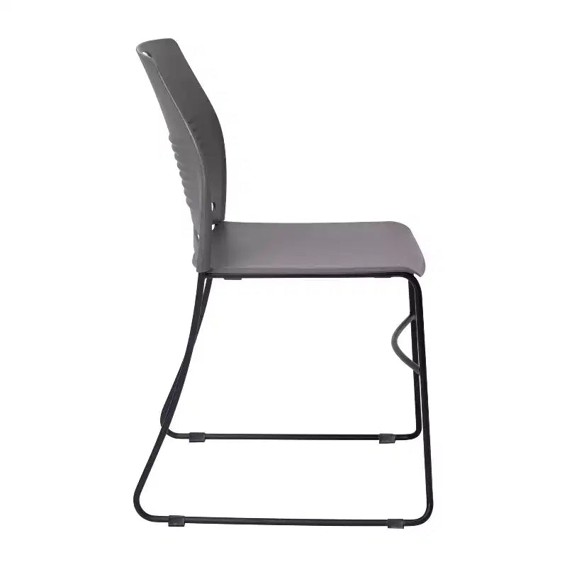 Série HERCULES Lot de 5 chaises empilables en plastique de qualité commerciale, capacité 300 kg, avec piètement luge en acier thermolaqué et poignée de transport intégrée