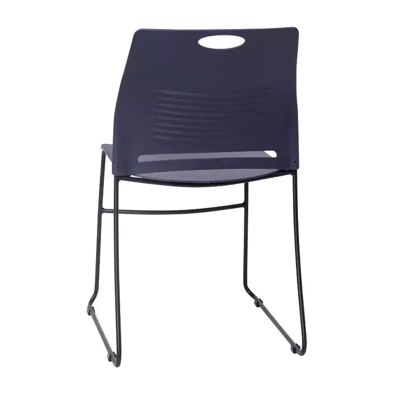 Série HERCULES Lot de 5 chaises empilables en plastique de qualité commerciale, capacité 300 kg, avec piètement luge en acier thermolaqué et poignée de transport intégrée