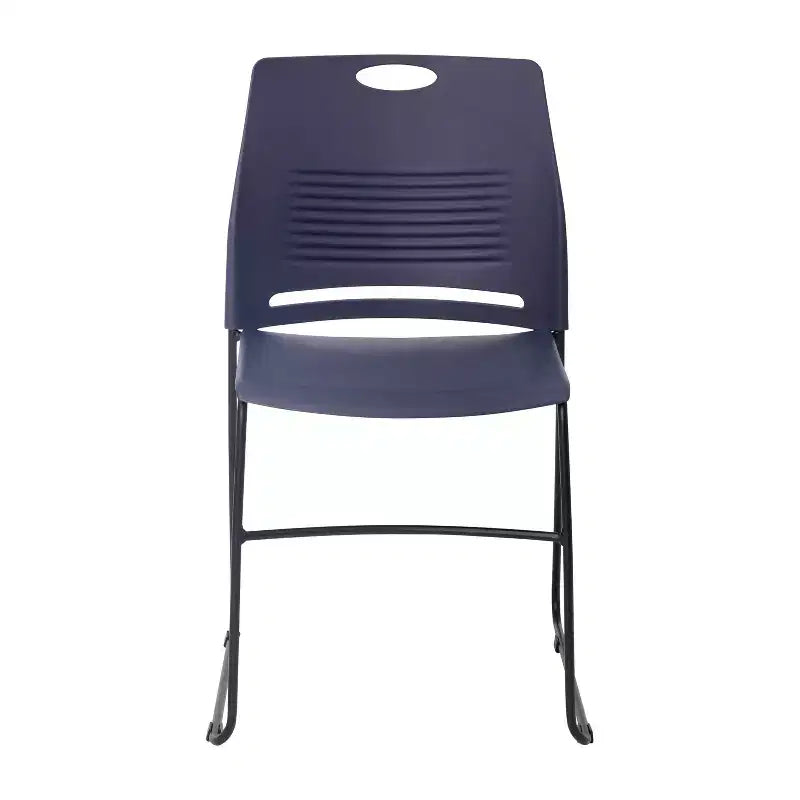 Série HERCULES Lot de 5 chaises empilables en plastique de qualité commerciale, capacité 300 kg, avec piètement luge en acier thermolaqué et poignée de transport intégrée